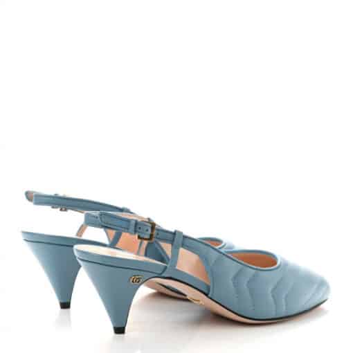 GUCCI Nappa Charlotte Chevron Matelasse Double G 75mm Slingback Pumps (Size 36) - Image 4