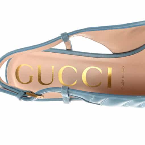 GUCCI Nappa Charlotte Chevron Matelasse Double G 75mm Slingback Pumps (Size 36) - Image 5