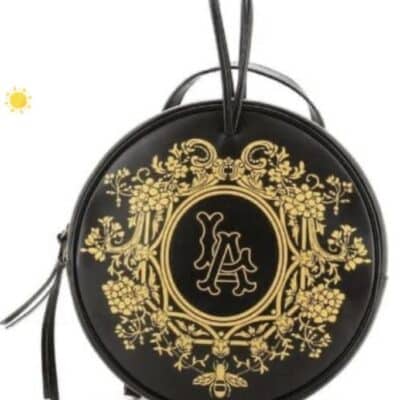 Gucci Calfskin LA Round Dual Use Backpack/Crossbody Black Gold leather