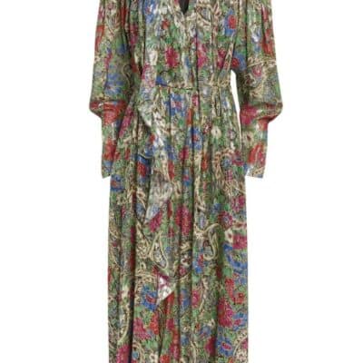 Isabel Marant Ladies Long Sleeve/ Maxi Length Dress in Stunning Colourful Silk Mix (Size Small)