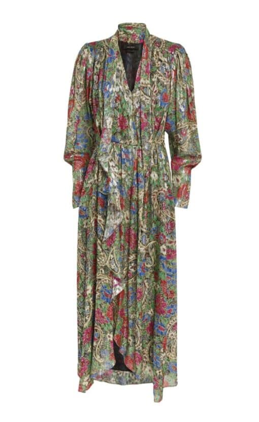 Isabel Marant Ladies Long Sleeve/ Maxi Length Dress in Stunning Colourful Silk Mix (Size Small)