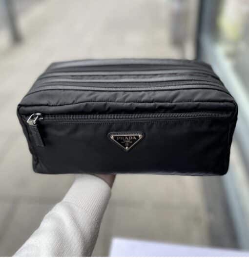 PRADA Black Nylon Logo-plaque Wash Bag - Image 10