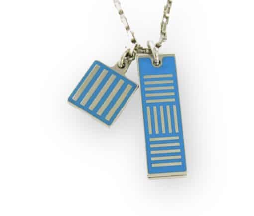 Louis Vuitton Damier Colour Palladium Plated Pendant Necklace in Silver. - Image 5