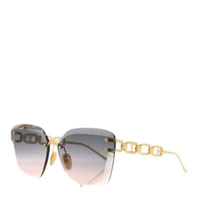 Louis Vuitton Metal Rimless Ladies Jewel Cat Eye Sunglasses Gradient Blue.
