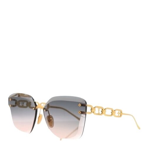 Louis Vuitton Metal Rimless Ladies Jewel Cat Eye Sunglasses Gradient Blue.
