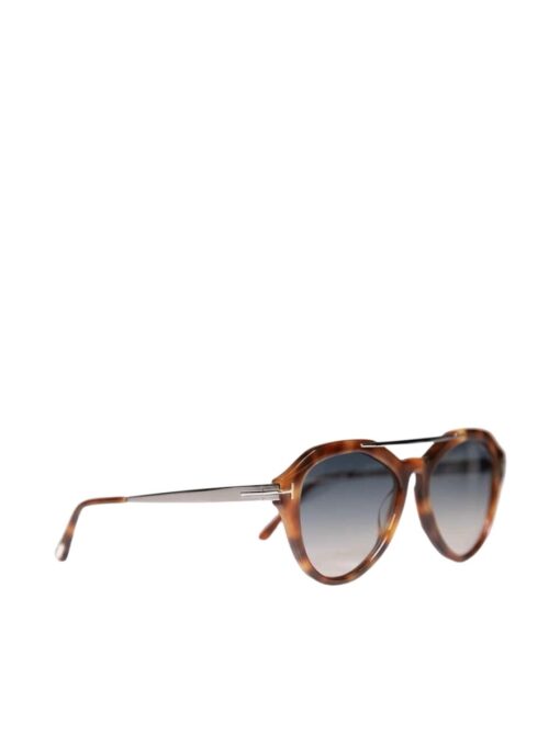 Tom Ford 'Aviator Style' Sunglasses Classic Blond Havana Frame Silver Hardware - Image 6