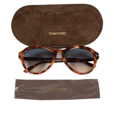 Tom Ford 'Aviator Style' Sunglasses Classic Blond Havana Frame Silver Hardware