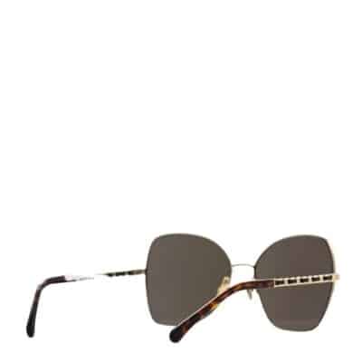CHANEL Metal Square Frame Ladies Sunglasses Brown Tortoise