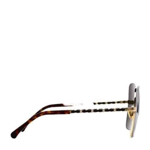 CHANEL Metal Square Frame Ladies Sunglasses Brown Tortoise - Image 6
