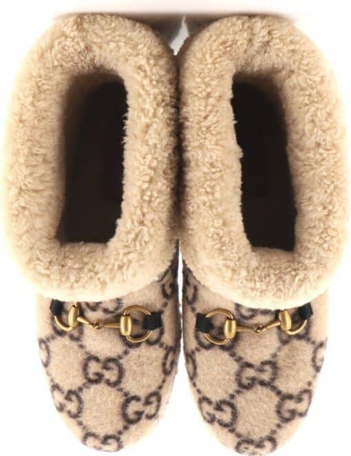 GUCCI Covered Wool GG Monogram Womens Fria Horsebit Ankle Boots (Size 37.5) - Image 2