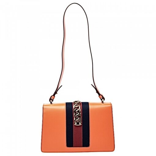 Gucci Orange Small Leather Web Chain Sylvie Shoulder Bag - Image 11