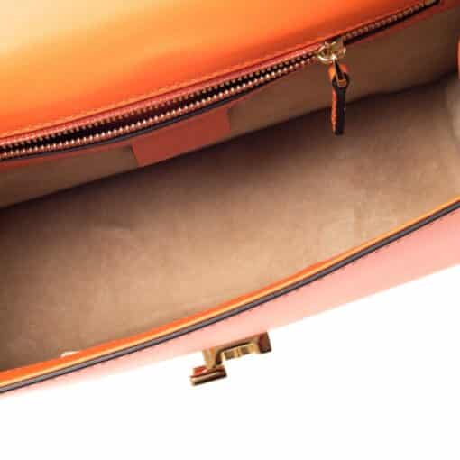 Gucci Orange Small Leather Web Chain Sylvie Shoulder Bag - Image 4