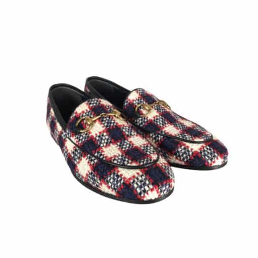 GUCCI Tweed Plaid Print Loafers (Size 38) - Image 2