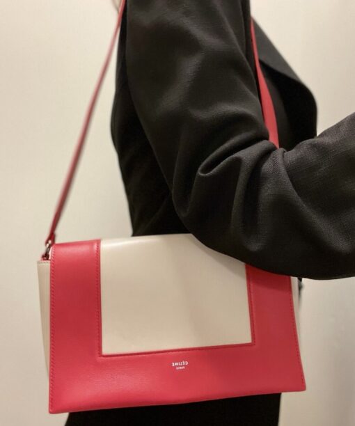 CELINE Shiny Smooth Calfskin Medium Frame Shoulder Bag Poppy Red Clay. - Image 12