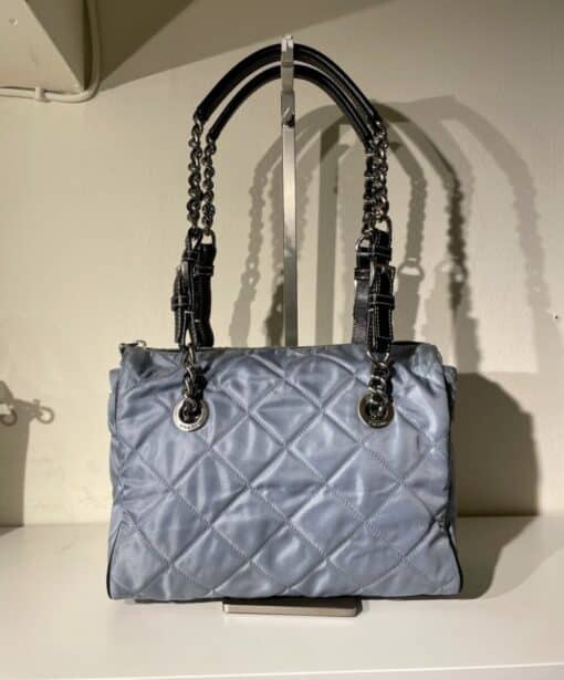 PRADA Quilted Shoulder Bag Nylon Light Blue. - Image 11