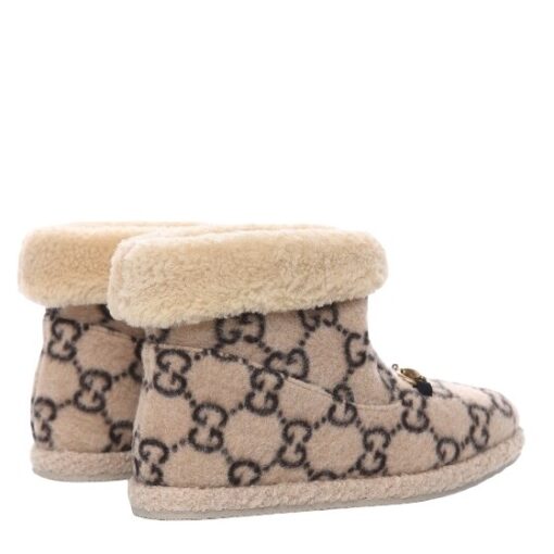 GUCCI Covered Wool GG Monogram Womens Fria Horsebit Ankle Boots (Size 37.5) - Image 5