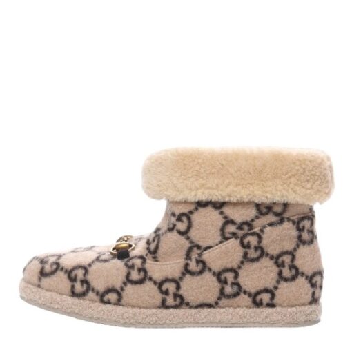 GUCCI Covered Wool GG Monogram Womens Fria Horsebit Ankle Boots (Size 37.5) - Image 7
