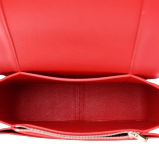 CELINE Shiny Smooth Calfskin Medium Frame Shoulder Bag Poppy Red Clay. - Image 5
