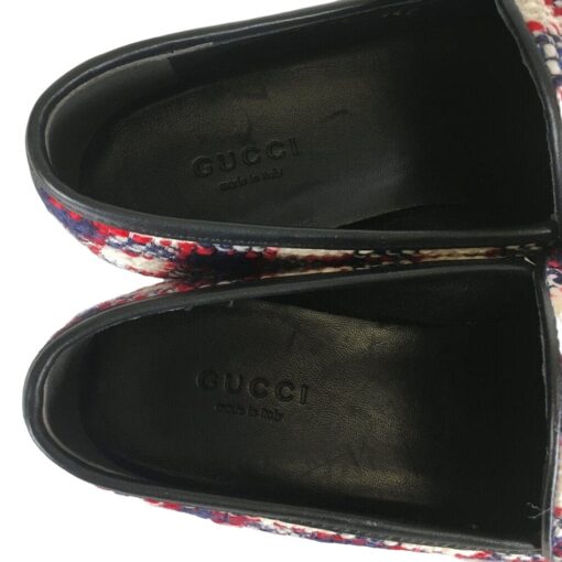 GUCCI Tweed Plaid Print Loafers (Size 38) - Image 4