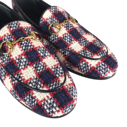 GUCCI Tweed Plaid Print Loafers (Size 38) - Image 5