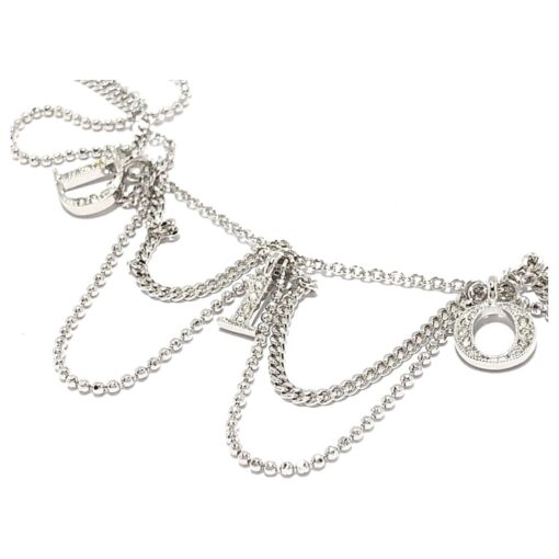Christian Dior Vintage 1990s Logo Crystals Trio Tassel Silver Necklace. - Image 3