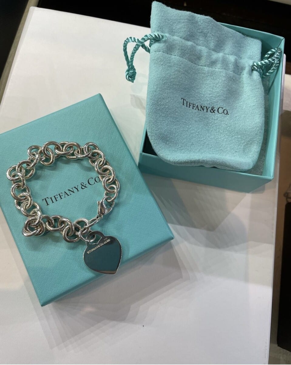 TIFFANY Sterling Silver Heart Tag Charm Bracelet TBD