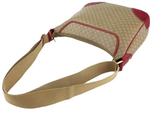 Celine Vintage Brown Canvas and Leather Shoulder Bag Red. - Image 3