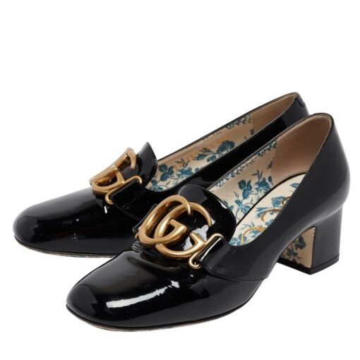 Gucci Marmont GG Patent Leather Pumps in Black (Size 37.5) - Image 5