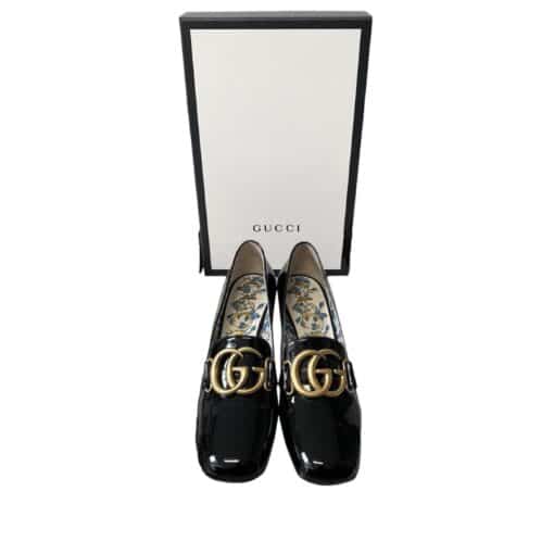 Gucci Marmont GG Patent Leather Pumps in Black (Size 37.5) - Image 8