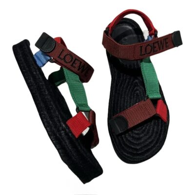 Loewe + Paula's Ibiza Colour-Block Webbing Espadrille Sandals (Size 36)