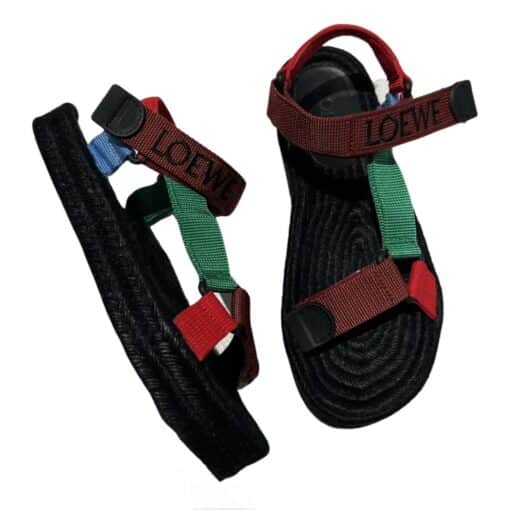 Loewe + Paula's Ibiza Colour-Block Webbing Espadrille Sandals (Size 36)