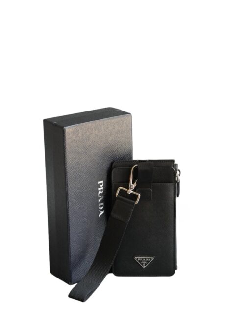 Prada Saffiano Noir Smartphone Case Wristlet