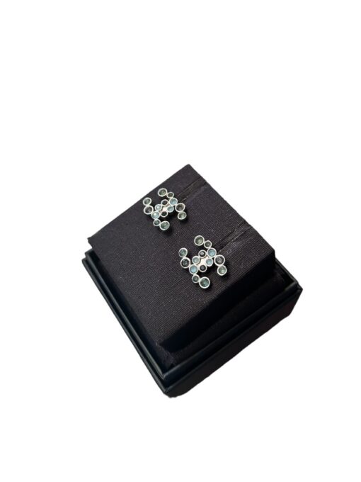 Chanel Silvertone Crystal CC Earrings - Image 2