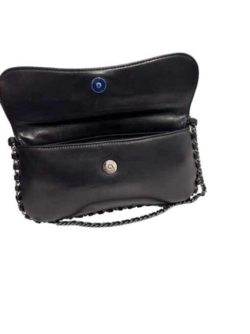 CHANEL Vintage Lambskin Logo Pochette Shoulder Bag in Black. - Image 6