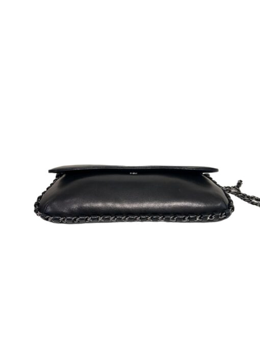 CHANEL Vintage Lambskin Logo Pochette Shoulder Bag in Black. - Image 4