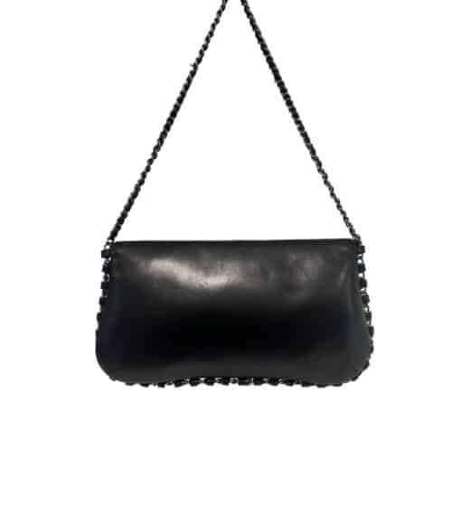 CHANEL Vintage Lambskin Logo Pochette Shoulder Bag in Black. - Image 11