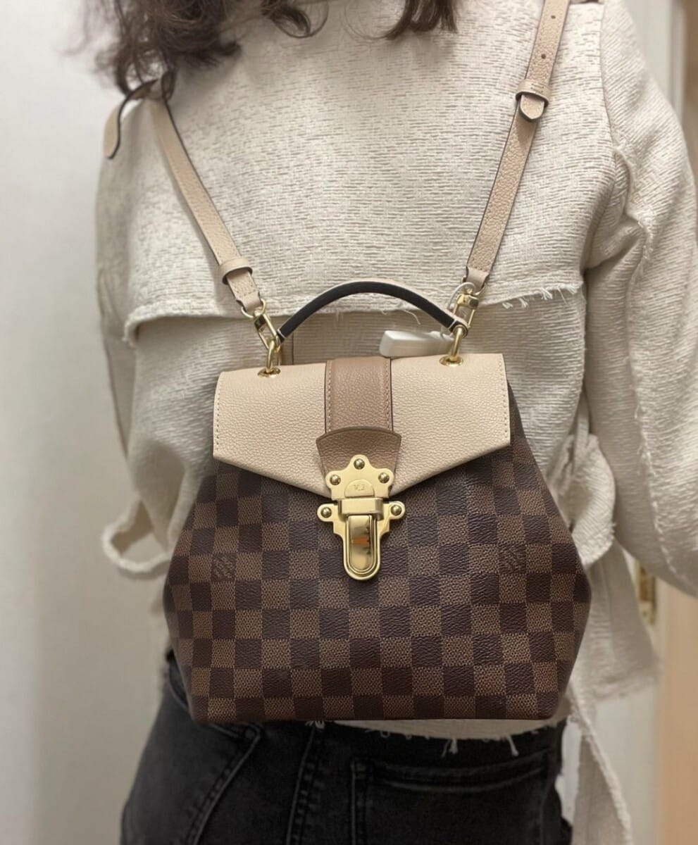 Louis Vuitton Damier Ebene Clapton Backpack Crossbody Creme TBD