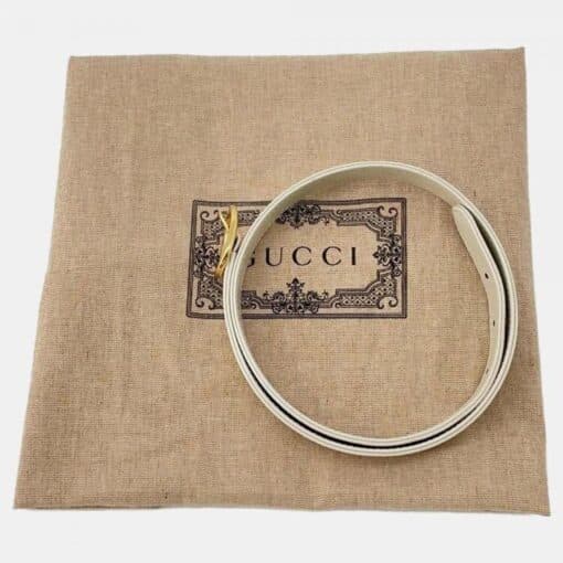 Gucci White/Beige Canvas and Leather Jackie 1961 Small Shoulder Crossbody Bag - Image 4