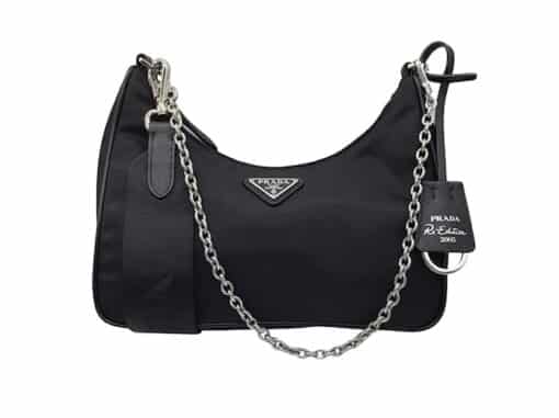 Prada Re-edition 2005 Black Tessuto Nylon Small Chain Crossbody Bag - Image 9