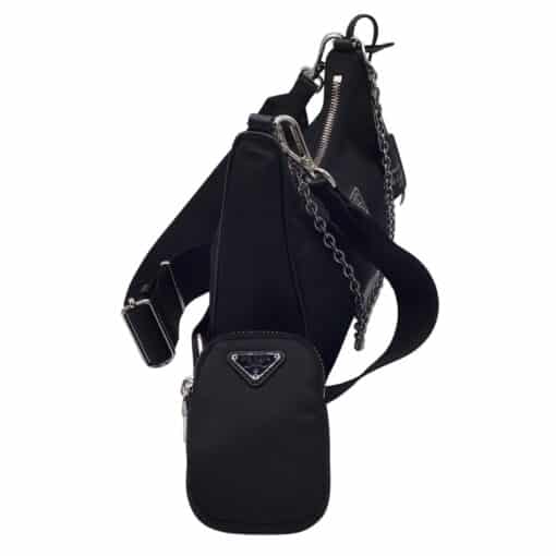Prada Re-edition 2005 Black Tessuto Nylon Small Chain Crossbody Bag - Image 10
