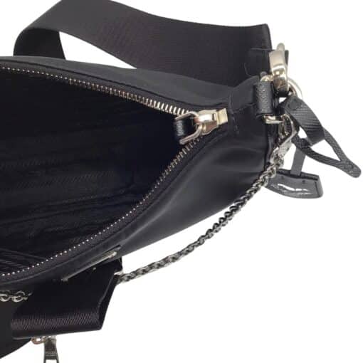 Prada Re-edition 2005 Black Tessuto Nylon Small Chain Crossbody Bag - Image 2