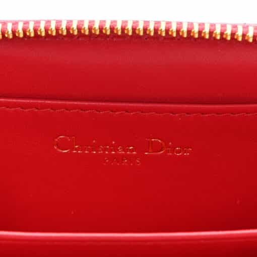 CHRISTIAN DIOR Lambskin Cannage Mini Caro Zipped Pouch Raspberry - Image 6