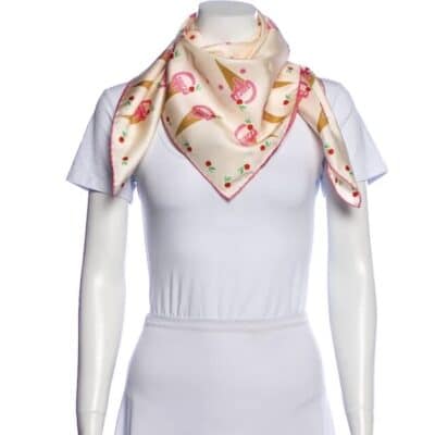 GUCCI Ice Cream Print Silk Scarf