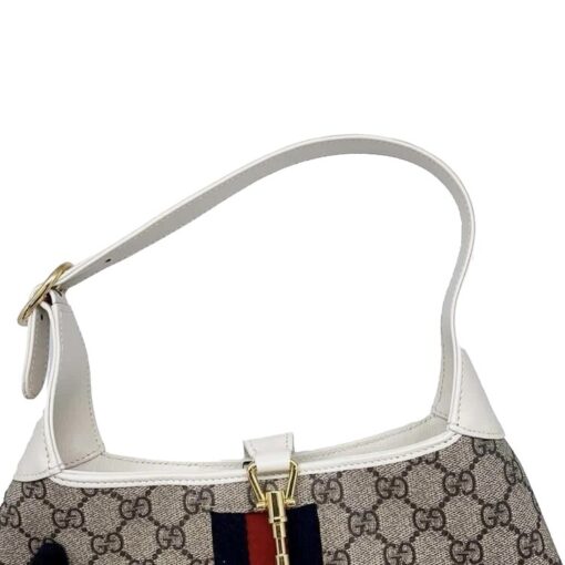 Gucci White/Beige Canvas and Leather Jackie 1961 Small Shoulder Crossbody Bag - Image 2