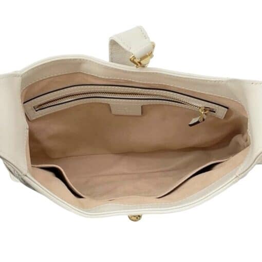 Gucci White/Beige Canvas and Leather Jackie 1961 Small Shoulder Crossbody Bag - Image 5