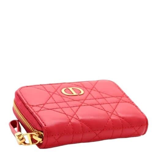 CHRISTIAN DIOR Lambskin Cannage Mini Caro Zipped Pouch Raspberry - Image 3