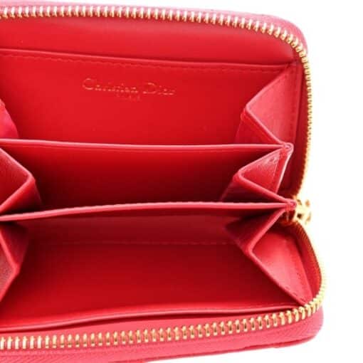 CHRISTIAN DIOR Lambskin Cannage Mini Caro Zipped Pouch Raspberry - Image 8