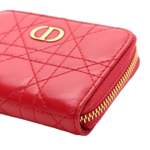 CHRISTIAN DIOR Lambskin Cannage Mini Caro Zipped Pouch Raspberry - Image 9