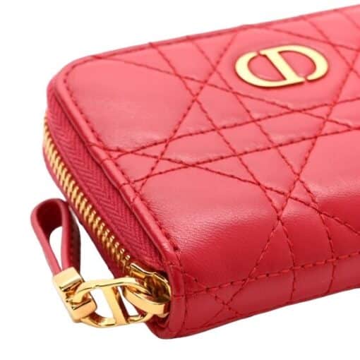 CHRISTIAN DIOR Lambskin Cannage Mini Caro Zipped Pouch Raspberry - Image 10