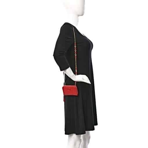 CHRISTIAN DIOR Lambskin Cannage Mini Caro Zipped Pouch Raspberry - Image 11